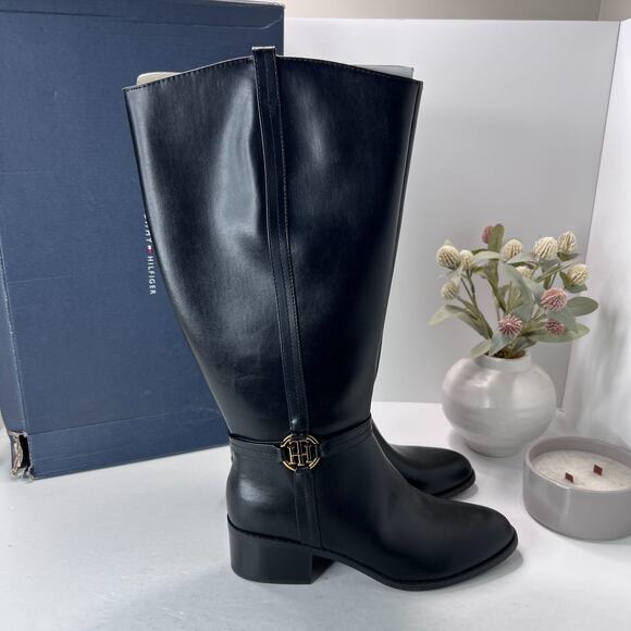 Tommy Hilfiger Diwan Knee High Riding Boots Black Women's 9.5M NWB - Picture 3 of 11